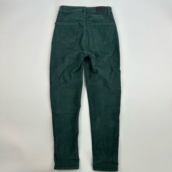 American Eagle Mom Straight Jeans Green Corduroy Size 000 Cotton Blend Stretch - Picture 7 of 11